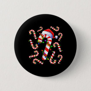 Rode en witte kerst snoepriet Santa lichten Ch Ronde Button 5,7 Cm