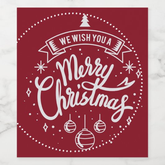 Rode en witte kerst wijn etiket (Enkel label)