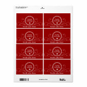 Rode en Witte Kerst Wijnlabel Etiket (Full Sheet)