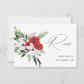 Rode en witte kerstavond met maaltijdSVP RSVP Kaartje (Voorkant)