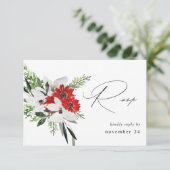 Rode en witte kerstavond met maaltijdSVP RSVP Kaartje (Staand voorkant)
