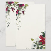Rode en Witte Kerstbloemen Briefpapier (Voorkant / Achterkant)