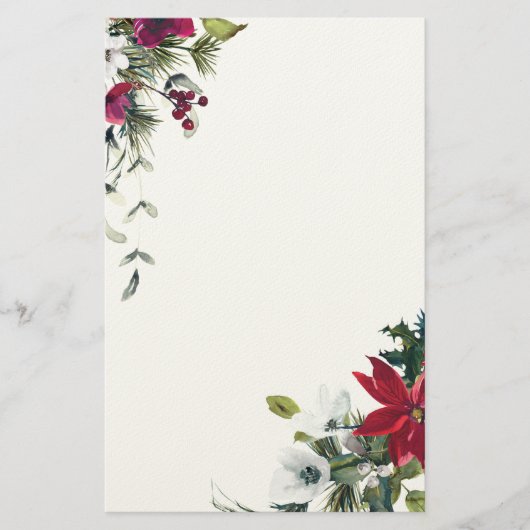 Rode en Witte Kerstbloemen Briefpapier (Voorkant)