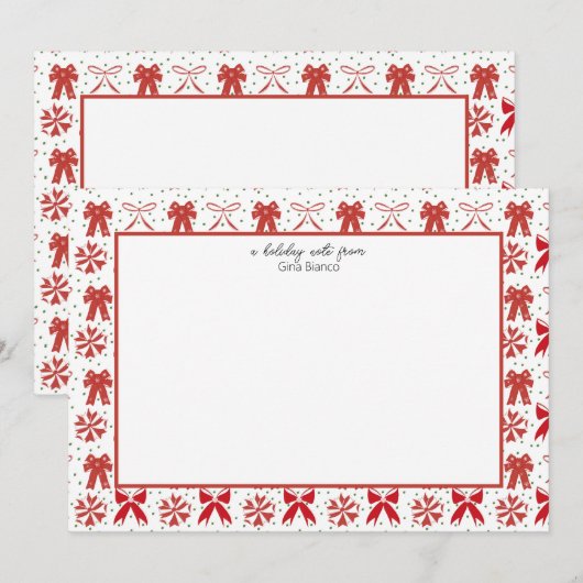 Rode en Witte Kerstbogen  Notitiekaartje (Voorkant / Achterkant)