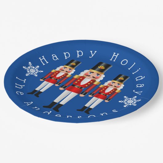 Rode en witte kerstbont personaliseren papieren bordje (Gekanteld)