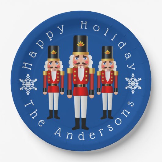 Rode en witte kerstbont personaliseren papieren bordje (Voorkant)