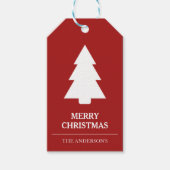Rode en Witte Kerstboom Cadeaulabel (Voorkant)