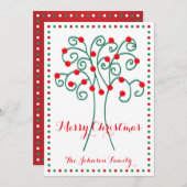 Rode en witte kerstboom feestdagenkaart (Voorkant / Achterkant)