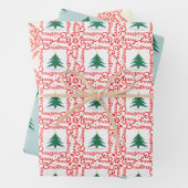  rode en witte kerstboom inpakpapier vel (In situ)