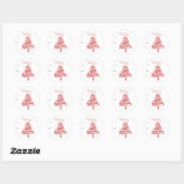 Rode en Witte Kerstboom Ronde Sticker (Vel)