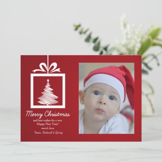 Rode en witte kerstkaart (Staand voorkant)