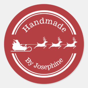 Rode En Witte Kerstman Arrenslee Christmas Handgem Ronde Sticker