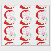 Rode en Witte Kerstman Kerstvakantie Cadeaupapier (Vlak)