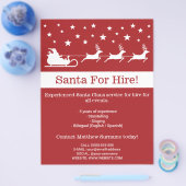 Rode En Witte Kerstman Slede - Kerstman Te Huur Flyer (Enkel)