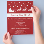 Rode En Witte Kerstman Slede - Kerstman Te Huur Flyer (Hand)