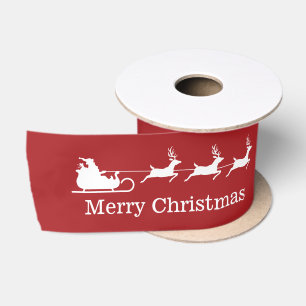 Rode En Witte Kerstman Slede & Prettig Kerstfeest Satijnen Lint