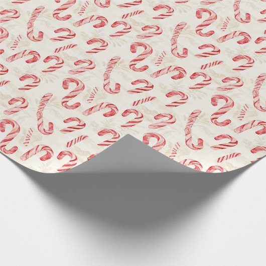 Rode en witte kerstsnoepjes cadeaupapier (Hoek)