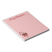 Rode en witte kerstsnoepriet en aangepaste tekst notitieblok (Schuin)