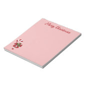 Rode en witte kerstsnoepriet en aangepaste tekst notitieblok (Linkerzijde)