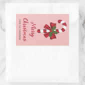 Rode en witte kerstsnoepriet en aangepaste tekst rechthoekige sticker (Tas)