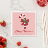 Rode en witte kerstsnoepriet en aangepaste tekst servet (Insitu)