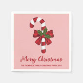 Rode en witte kerstsnoepriet en aangepaste tekst servet (Voorkant)