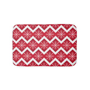 Rode en witte kerstsnowflakes Chevron Pattern Badmat