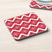 Rode en witte kerstsnowflakes Chevron Pattern Bier Onderzetter (Linkerzijde)