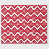 Rode en witte kerstsnowflakes Chevron Pattern Cadeaupapier (Vlak)