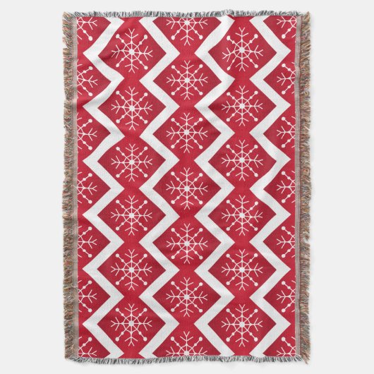 Rode en witte kerstsnowflakes Chevron Pattern Deken (Voorkant Verticaal)