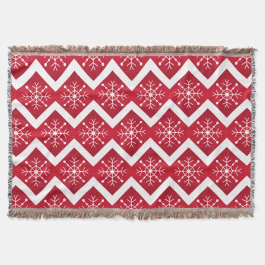 Rode en witte kerstsnowflakes Chevron Pattern Deken (Voorkant)
