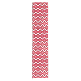 Rode en witte kerstsnowflakes Chevron Pattern Korte Tafelloper