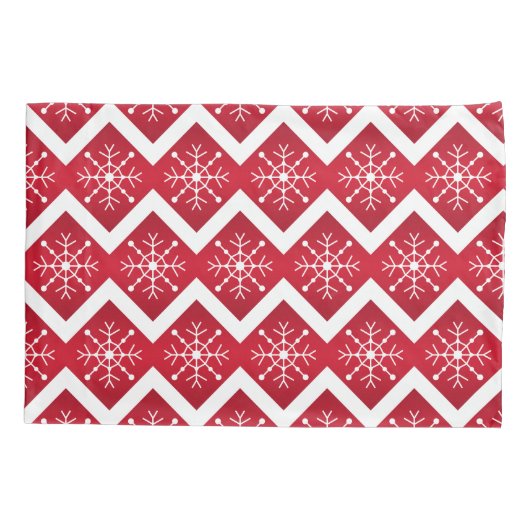 Rode en witte kerstsnowflakes Chevron Pattern Kussensloop (Achterkant)