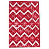Rode en witte kerstsnowflakes Chevron Pattern Medium Cadeauzakje (Voorkant)