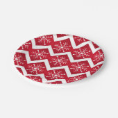 Rode en witte kerstsnowflakes Chevron Pattern Papieren Bordje (Gekanteld)