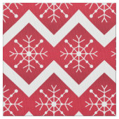 Rode en witte kerstsnowflakes Chevron Pattern Stof (Close Up)