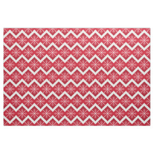 Rode en witte kerstsnowflakes Chevron Pattern Stof