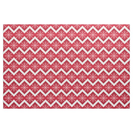 Rode en witte kerstsnowflakes Chevron Pattern Stof (Fat Quarter)