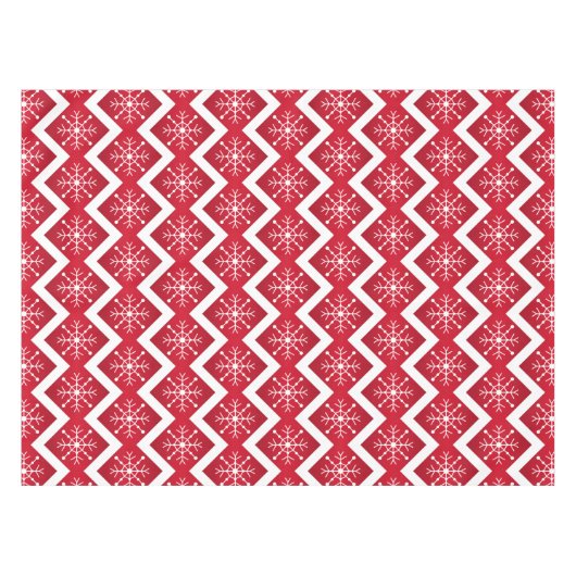 Rode en witte kerstsnowflakes Chevron Pattern Tafelkleed (Voorkant (Horizontaal))