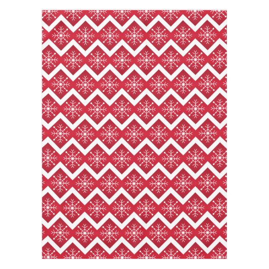 Rode en witte kerstsnowflakes Chevron Pattern Tafelkleed (Voorkant)