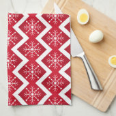Rode en witte kerstsnowflakes Chevron Pattern Theedoek (Quarter Fold)