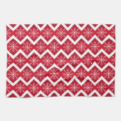 Rode en witte kerstsnowflakes Chevron Pattern Theedoek (Horizontaal)