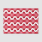Rode en witte kerstsnowflakes Chevron Pattern Tissuepapier (Voorkant)
