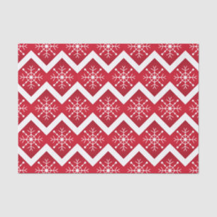Rode en witte kerstsnowflakes Chevron Pattern Tissuepapier