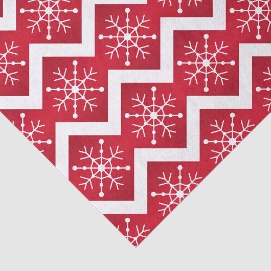 Rode en witte kerstsnowflakes Chevron Pattern Tissuepapier (Detail)