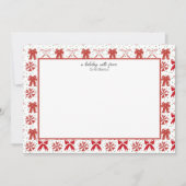 Rode en witte kerststrikken notitiekaartje (Voorkant)