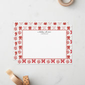 Rode en witte kerststrikken notitiekaartje (Voorkant / Achterkant in situ)