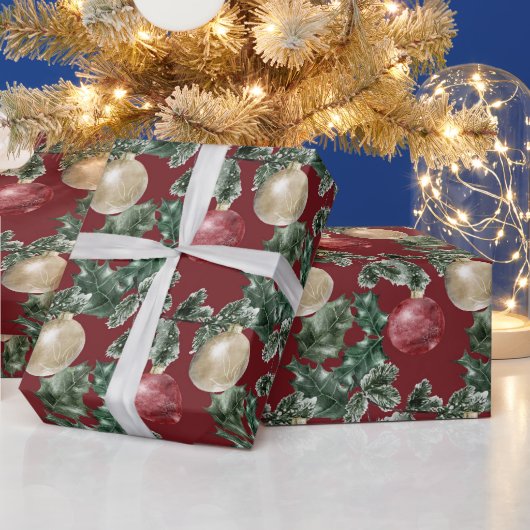 Rode en witte kerstversieringen en Griekenland Cadeaupapier (Feestdagen)