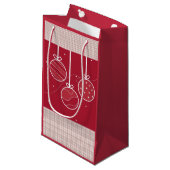 Rode en witte kerstversieringen klein cadeauzakje (Voorkant Gekanteld)
