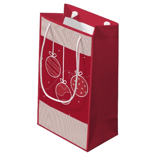 Rode en witte kerstversieringen klein cadeauzakje (Achterkant Gekanteld)